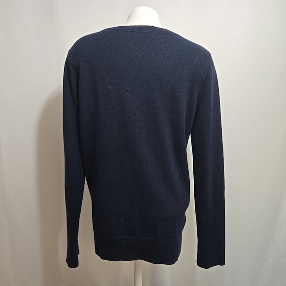 Ines De La Fressange Uniqlo 100% Cashmere Sweater Women Size Large Navy Blue - Picture 3 of 10